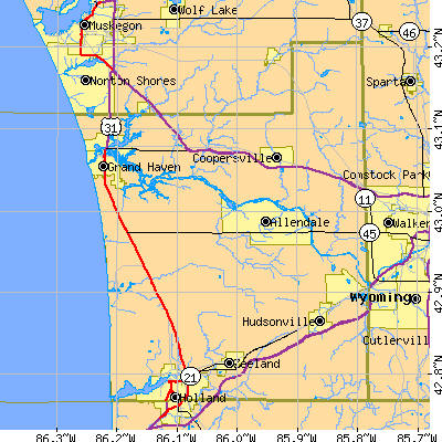 Ottawa County close-up map