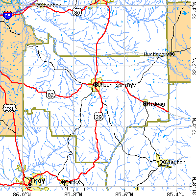 Bullock County close-up map