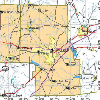 Richland County close-up map