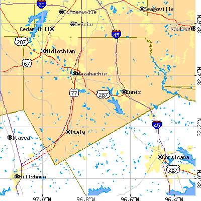 Ellis County close-up map