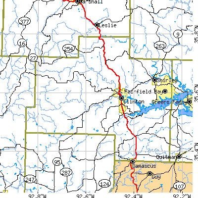 Van Buren County close-up map
