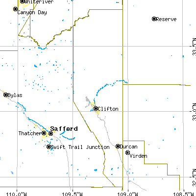 Greenlee County close-up map