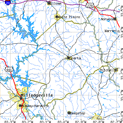 Hancock County close-up map