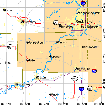 Ogle County close-up map