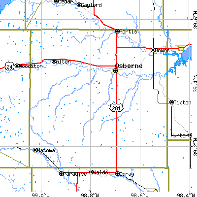 Osborne County close-up map