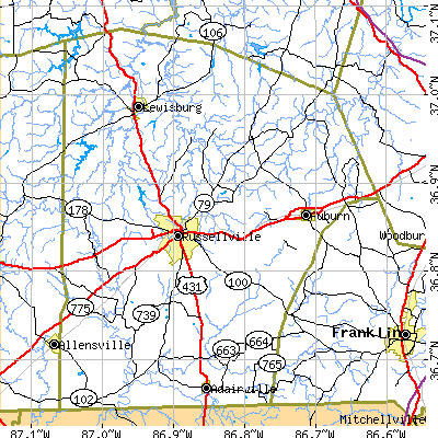 Logan County close-up map