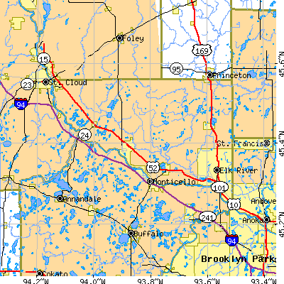 Sherburne County close-up map