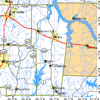 Tishomingo County close-up map