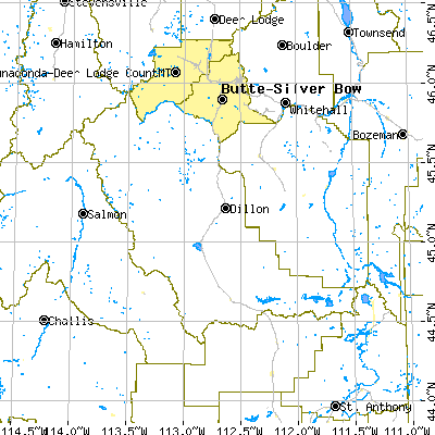 Beaverhead County close-up map