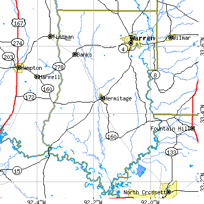 Bradley County close-up map