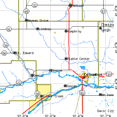 Platte County close-up map
