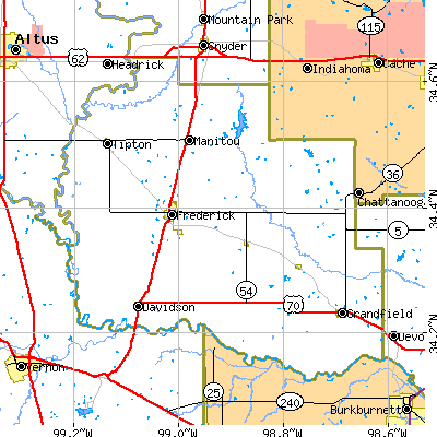 Tillman County close-up map