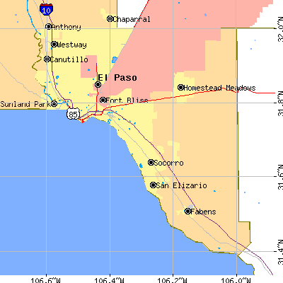El Paso County close-up map