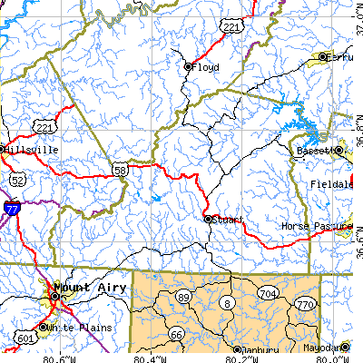 Patrick County close-up map