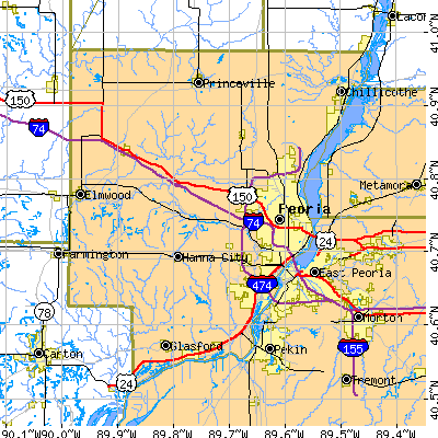 Peoria County close-up map