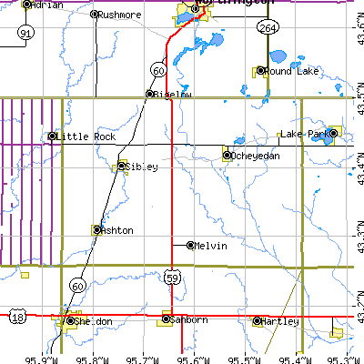 Osceola County close-up map