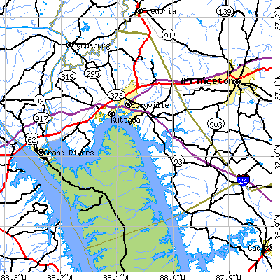 Lyon County close-up map