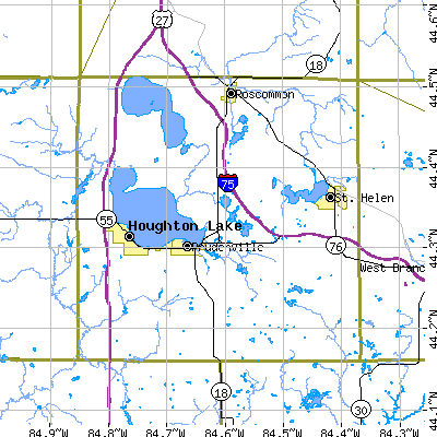 Roscommon County close-up map