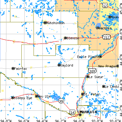 Sibley County close-up map