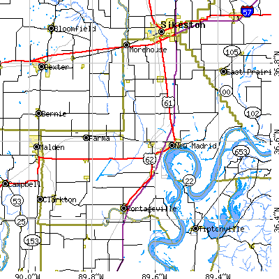 New Madrid County close-up map