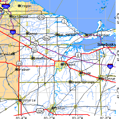 Sandusky County close-up map