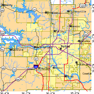 Tulsa County close-up map