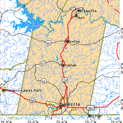 Pittsylvania County close-up map
