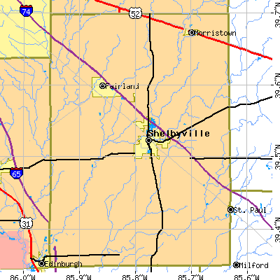 Shelby County close-up map