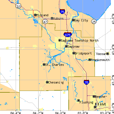 Saginaw County close-up map