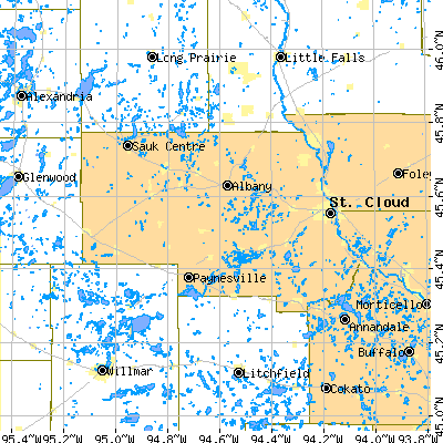 Stearns County close-up map