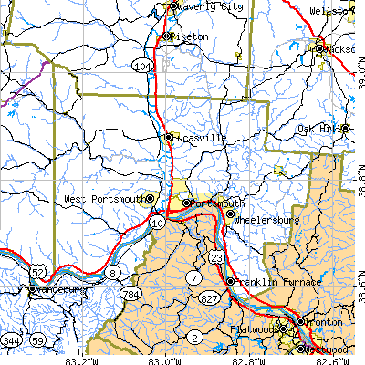 Scioto County close-up map
