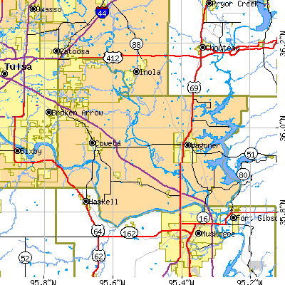 Wagoner County close-up map