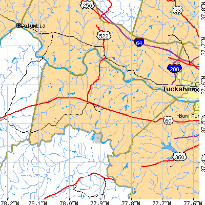 Powhatan County close-up map