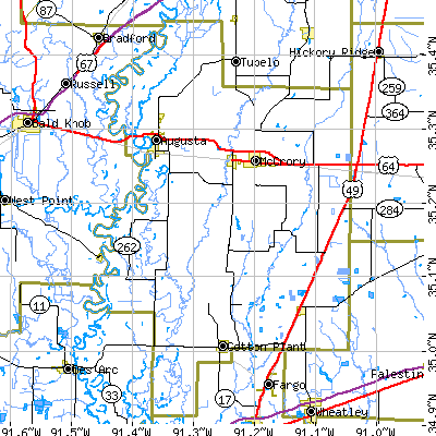 Woodruff County close-up map