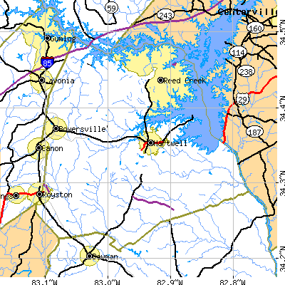 Hart County close-up map