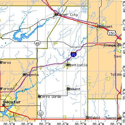 Piatt County close-up map