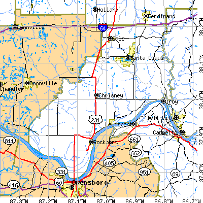 Spencer County close-up map