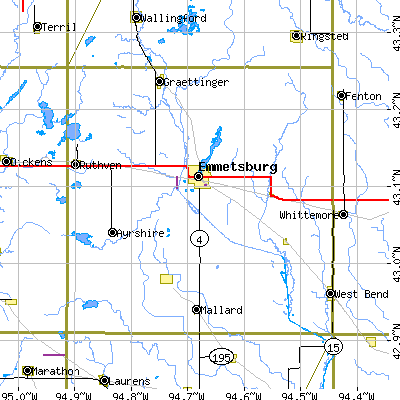 Palo Alto County close-up map
