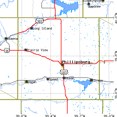 Phillips County close-up map