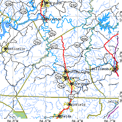 McCreary County close-up map