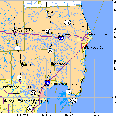 St. Clair County close-up map