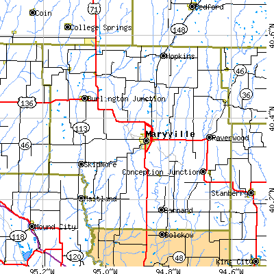 Nodaway County close-up map