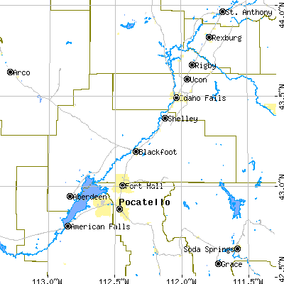 Bingham County close-up map