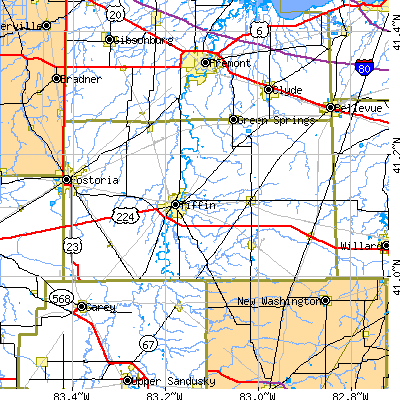 Seneca County close-up map