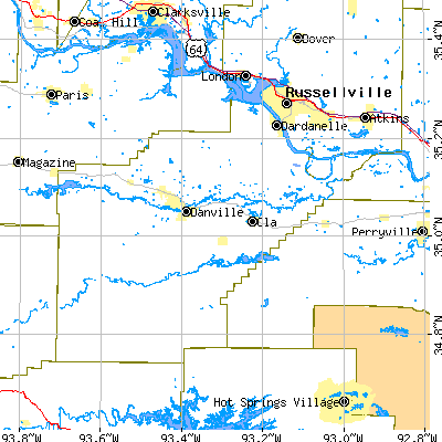 Yell County close-up map