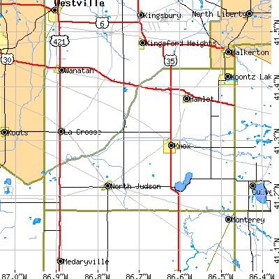 Starke County close-up map