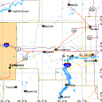 Bureau County close-up map