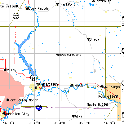Pottawatomie County close-up map