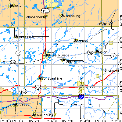 St. Joseph County close-up map