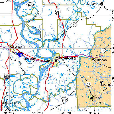 Warren County close-up map